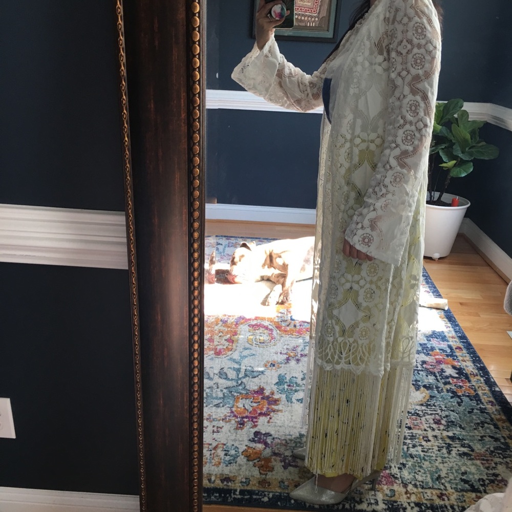 Hitherto XS Cardigan duster fringe bridal wrap - Picture 3 of 8
